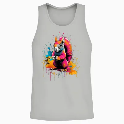 Cooles Eichhörnchen Auf Bunt Bemaltem Eichhörnchen Unisex Tank Top - Ash