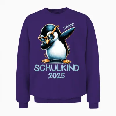 Children's School Child 2025 1st Class School Trees Penguin Dabbing Unisex Sweatshirt - Purple