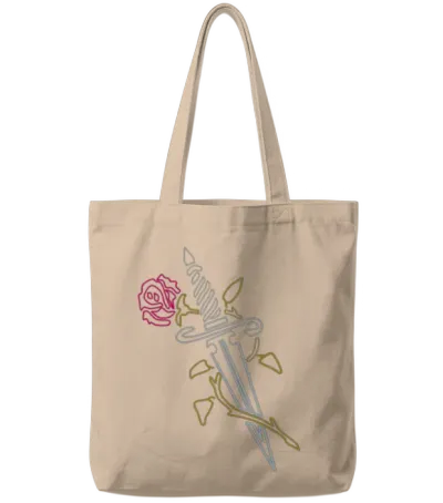 Rose with Knife Tote Bags - Natural