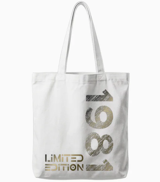 Limited Edition Vintage 1981 Man Woman 42nd Birthday T-Shirt, Black Tote Bags in White