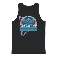 Pekingese Mama Retro — Mom Gift Unisex Tank Top - Black – 1