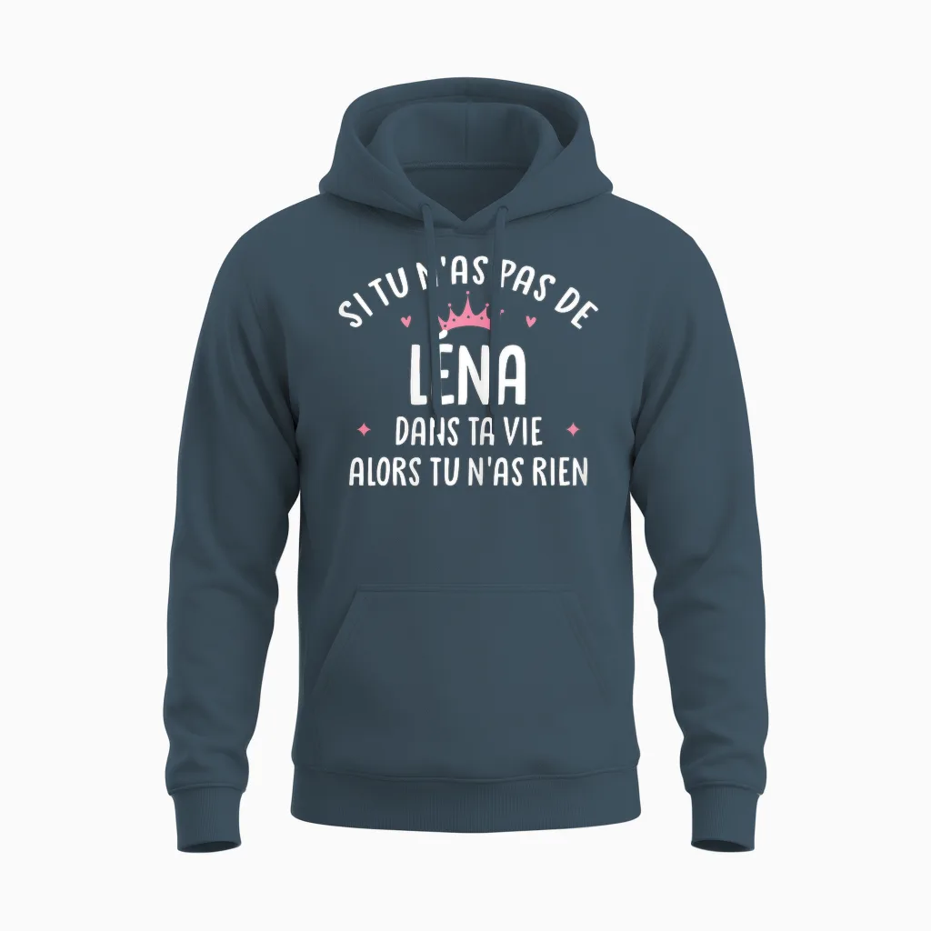 Wife Girlfriend Humour Personalized Gift Name Lรฉna T-Shirt, Black Unisex Hoodie in Dark Heather