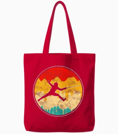 Fencing Retro Tote Bags - Red