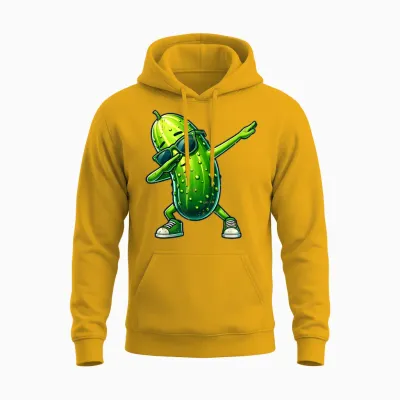 Pickle Dabbing Funny Dancing Cucumber Boys Girls Kids T-Shirt, Black, S Unisex Hoodie - Gold