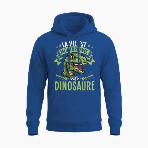 Je M'en Fous Je Suis Un Dinosaure - Cute Dinosaur T-Shirt, Black, S Unisex Hoodie in Royal