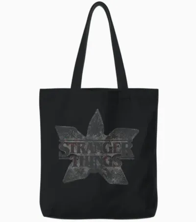 Stranger Things Demogorgon Flower Logo Tote Bags - Black