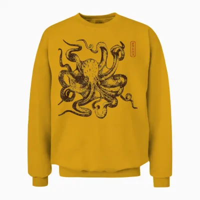 Japanese Aesthetic Retro Vintage Octopus Octopus Unisex Sweatshirt - Gold