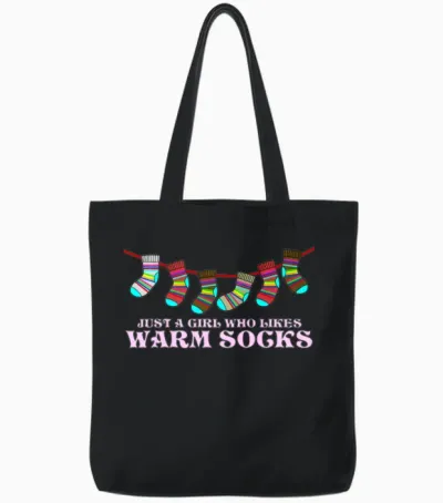 Winter Socks Sock Wool Tote Bags - Black