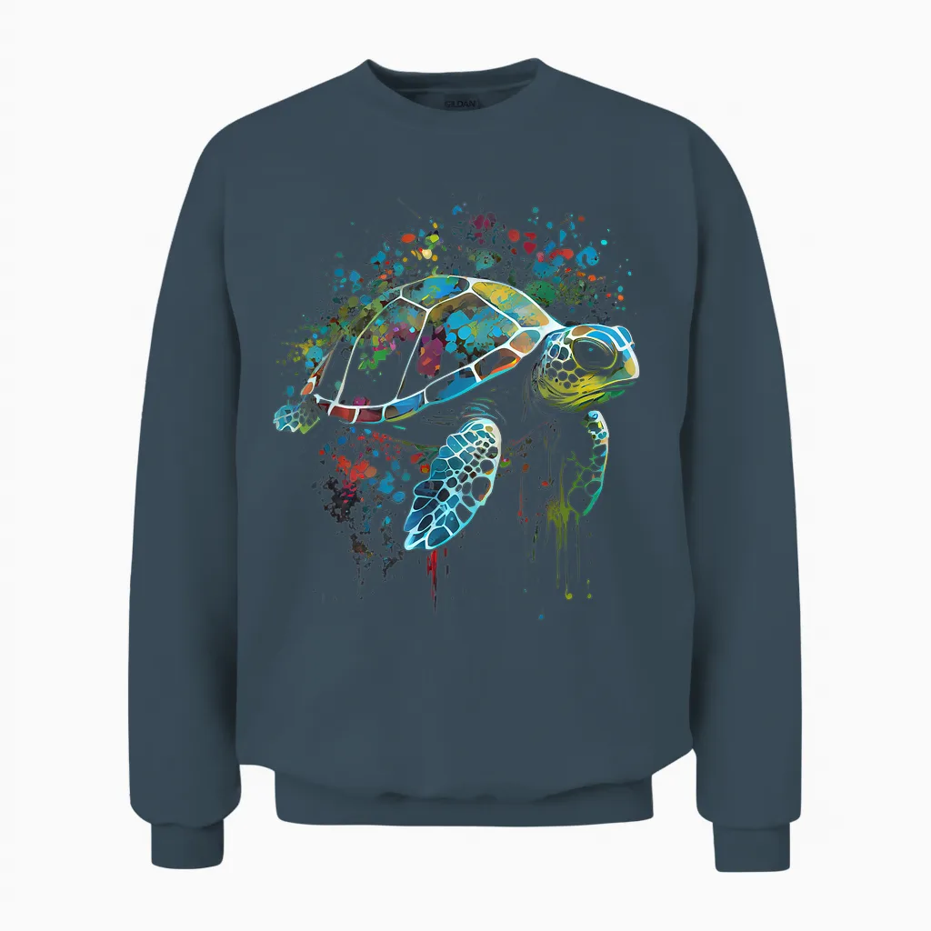Turtle Tank Safari Animal Favourite Animal Turtle T-Shirt, Black Unisex Sweatshirt in Dark Heather