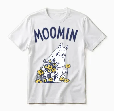 Moomin Moomintroll Floral T-Shirt, White Unisex T-Shirt - White