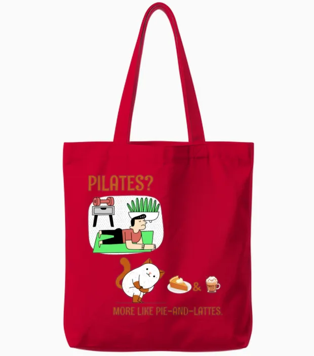 Funny Animal T-Shirt Design, Fitness and Wellness. Tote Bags in Red