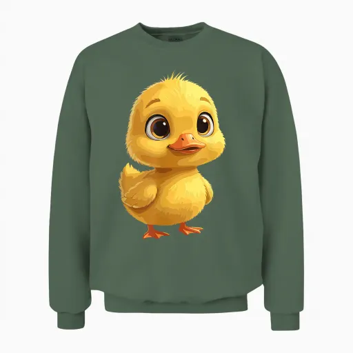 Adorable Petit Caneton Mignon Poussin Jaune Unisex Sweatshirt in Military Green