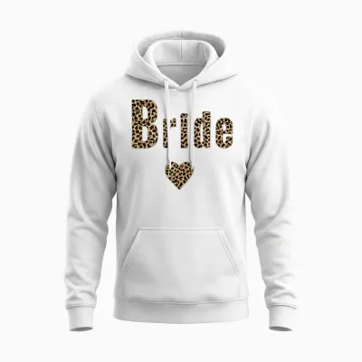 Women's Evjf Bride Style Leopard Team Bride Witness Wedding Unisex Hoodie - White