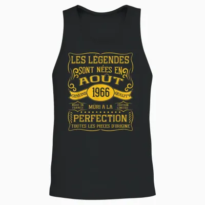 Legends Are Born in August 1966 59th Birthday Unisex Tank Top - Black