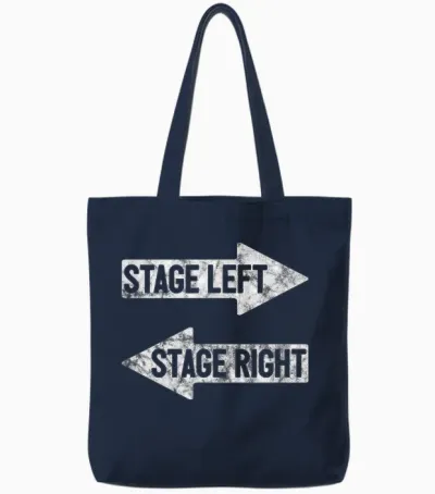 Stage Left Stage Right Funny Theater Drama Play Tote Bags - Navy