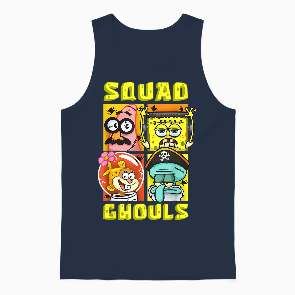 Mademark X Spongebob Squarepants - Spongebob Patrick Squidward Sandy Halloween Squad Ghouls Fun Unisex Tank Top in Navy