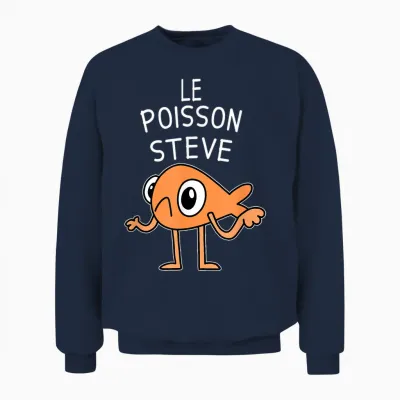 Funny Fish the Fish Steve Kids Women Men Viral Memes Unisex Sweatshirt - Navy