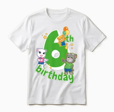 Talking Tom & Friends 6th Birthday Unisex T-Shirt - White