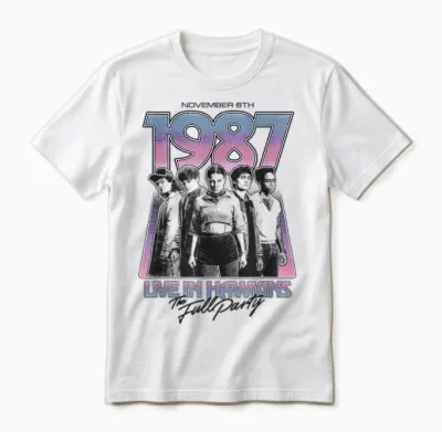 Stranger Things Hawkins 1987 Group Tour Unisex T-Shirt - White