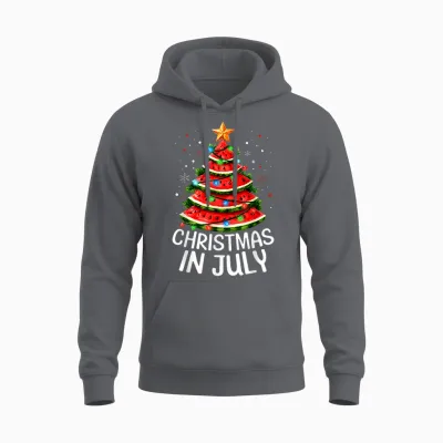Watermelon Xmas Tree Summer Men Women Unisex Hoodie - Charcoal