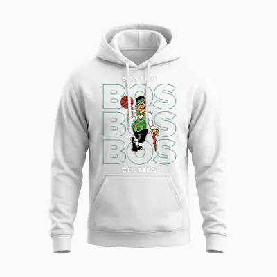 Nba - Aufgestapeltes Stadt-Logo Der Boston Celtics Unisex Hoodie - White