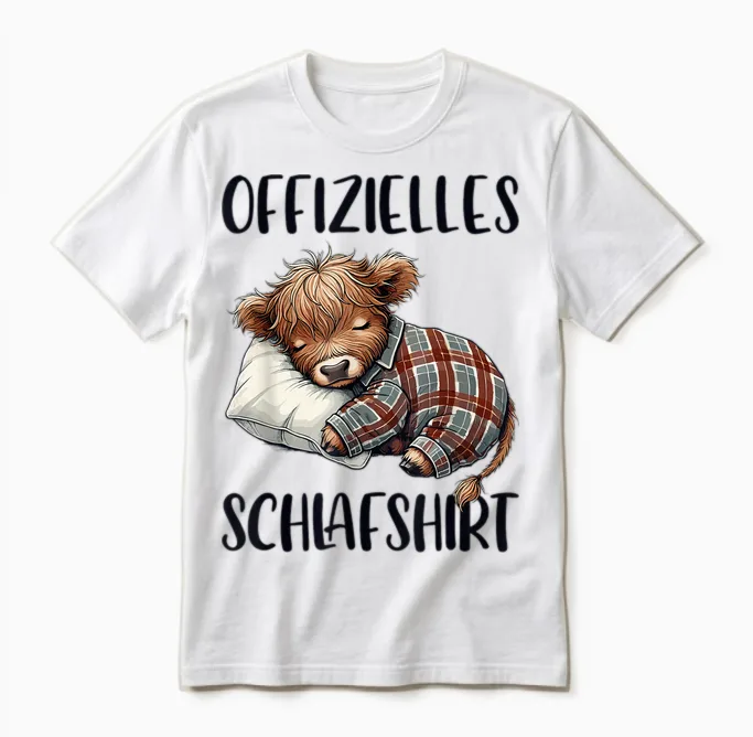 Official Highland Cow Highland Cow Sleep T-Shirt, White Unisex T-Shirt in White