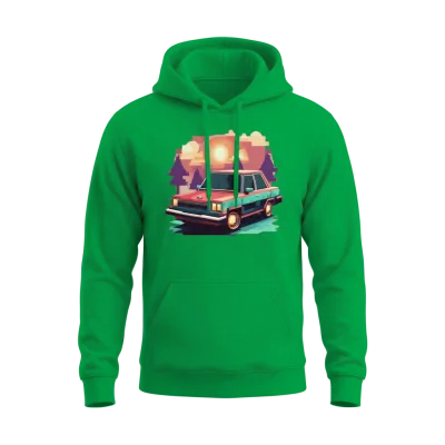 Retro Pixels Car Design Unisex Hoodie - Irish Green