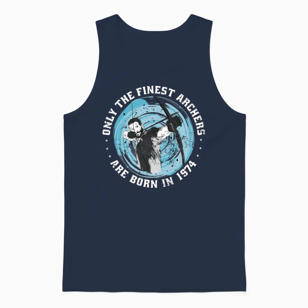 Archer Born in 1974 Vintage Birthday Arrow-Sports Unisex Tank Top - Navy