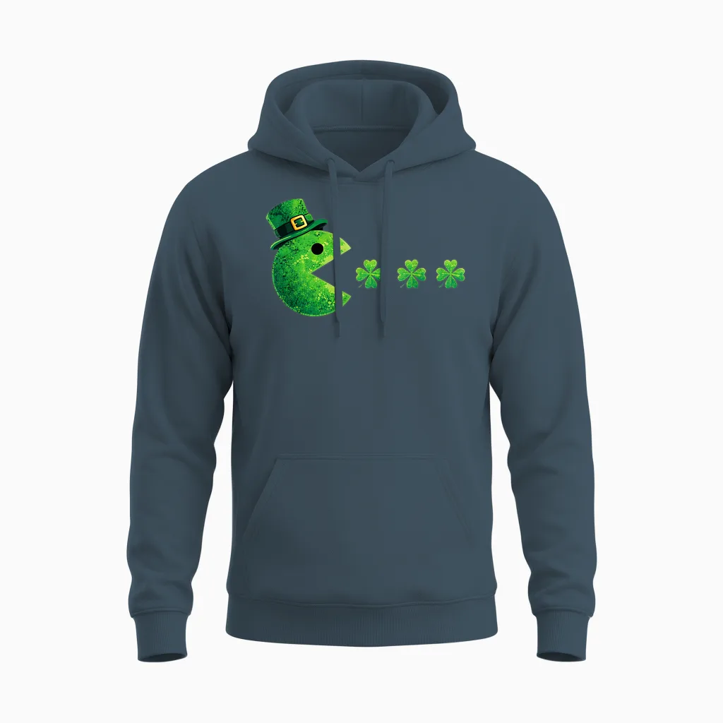 St Patrick's Day Eating Shamrock St Patrick's Day Unisex Hoodie in Dark Heather