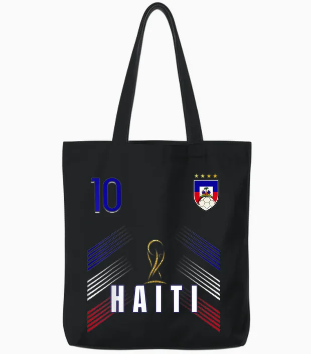 Retro Haiti Flag Haitian Pride Lovers Tote Bags in Black