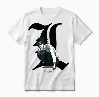 Death Note Old English L Anime Unisex T-Shirt - White