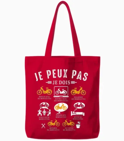 I Can I Must Moped Mob Mob Moped Humor T-Shirt, Black, S Tote Bags - Red