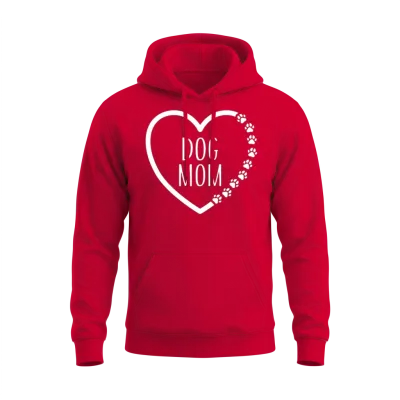 Dog Mom Dog Mother Dog Love Dog Heart Cute Dog Mom Unisex Hoodie - Red