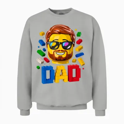 Family Dad Master Builder Building Bricks Blocks Fathers Day Unisex Sweatshirt - Ash