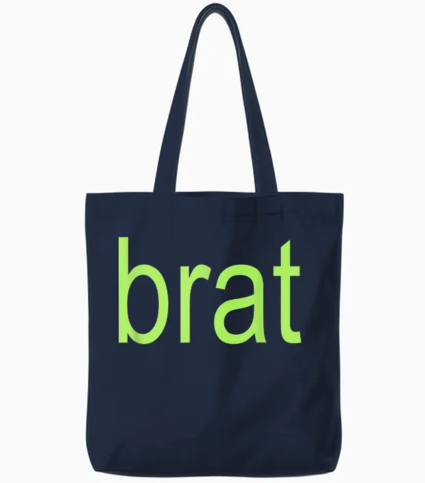 Brat Chartreuse Oversized All Colors Black White Green T-Shirt, Black, S Tote Bags in Navy