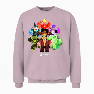 Roblox Halloween Heroes Black T-Shirt - Classic Fit, Crew Neck, Short Sleeve, Casual Unisex Sweatshirt - Light Pink