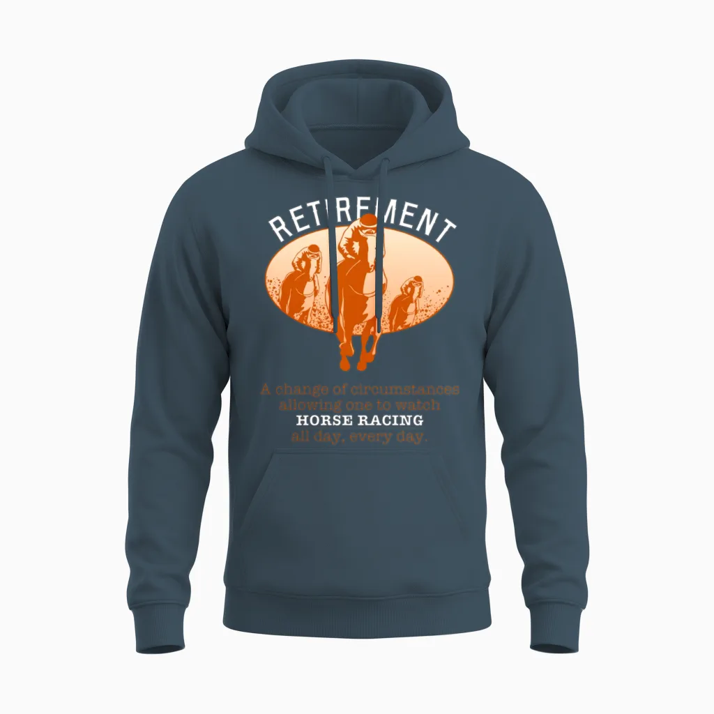 Pension Horse Racing Lovers Gift Unisex Hoodie in Dark Heather