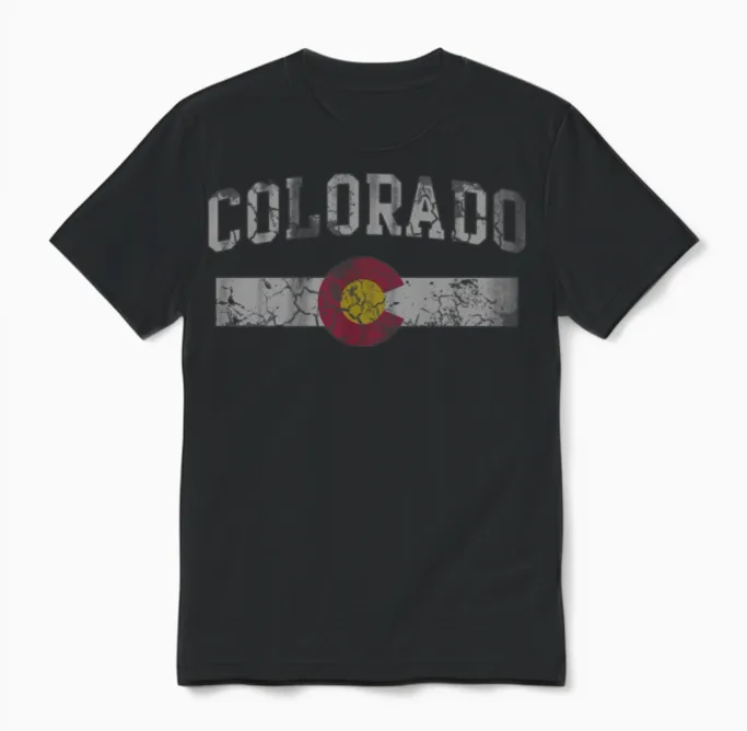 Colorado Flag Retro Fade Unisex T-Shirt - Black
