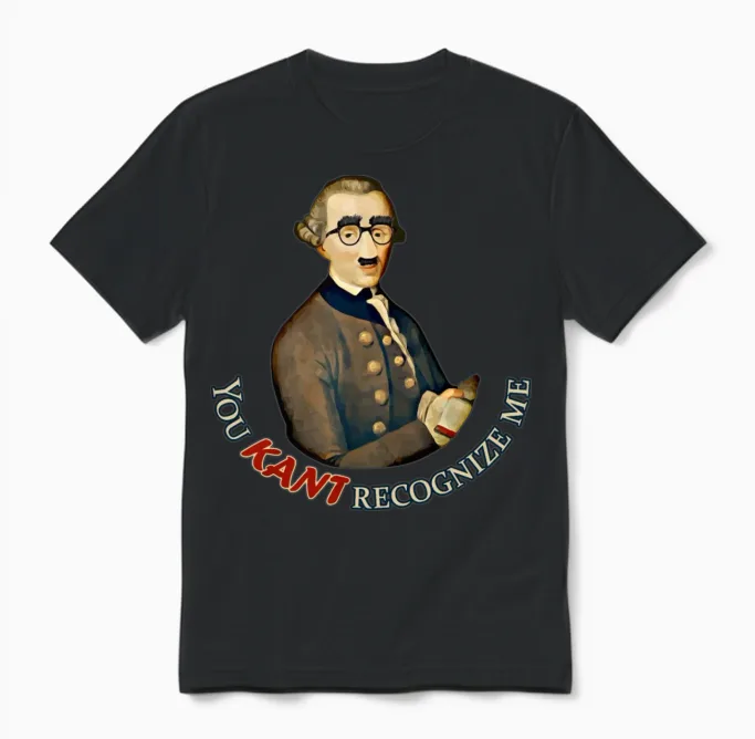 Funny Philosopher: Can't Recognize Immanuel Kant Unisex T-Shirt in Black