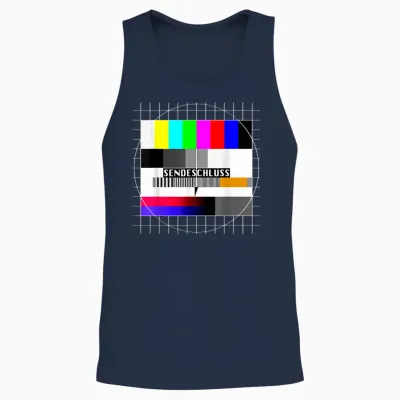 Test Image Sendeschluss 90s Party 80s Outfit Costume T-Shirt, Black Unisex Tank Top - Navy