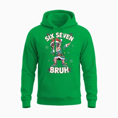 Dabbing Elf Six Seven Bruh Christmas 67 Meme Xmas Boys Unisex Hoodie - Irish Green