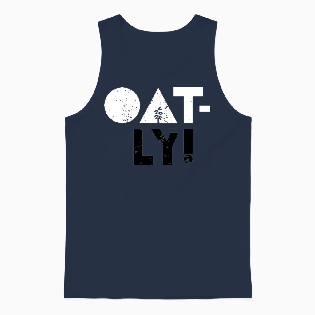 Oatly! Oat Milk Unisex Tank Top in Navy