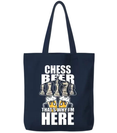 Funny Chess Beer Shirt Funny Picture Tote Bags - Navy