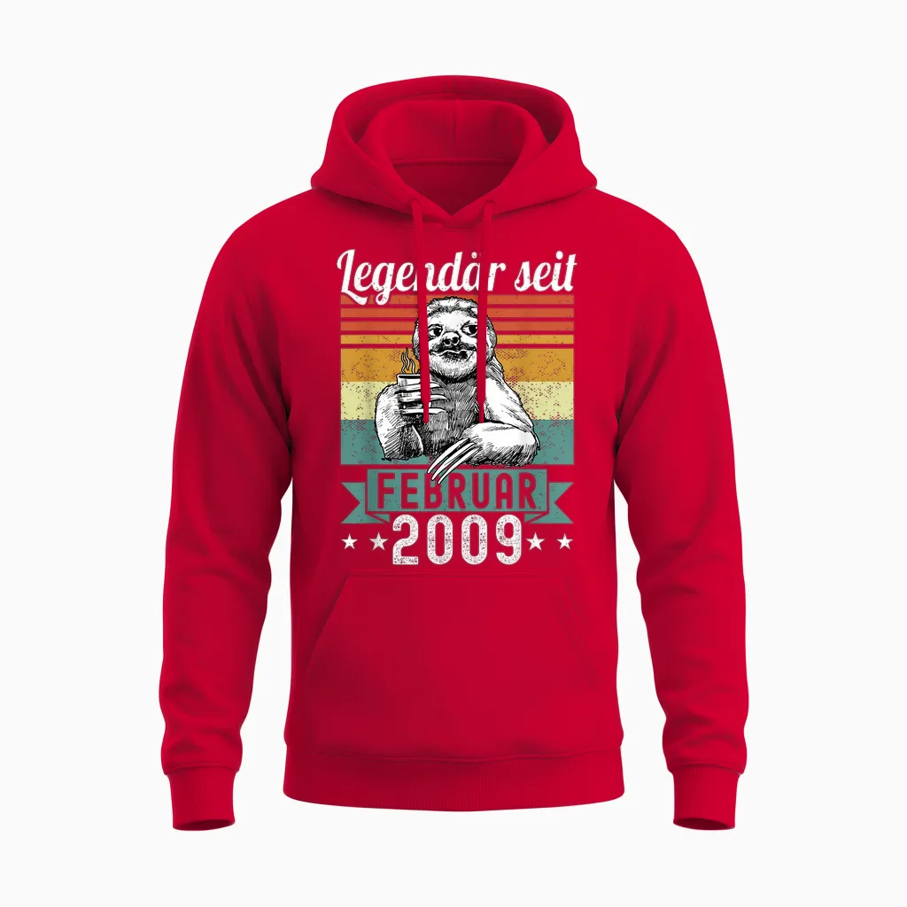 Faultier Legendär Seit Februar 2009 Geburtstag Unisex Hoodie in Red