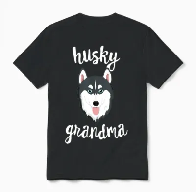 Siberian Husky Grandma Pawma Dog Grandparents Unisex T-Shirt - Black