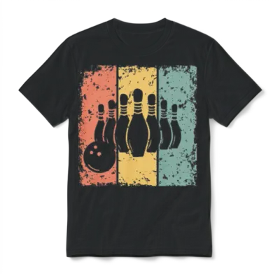 Bowling Retro Unisex T-Shirt - Black