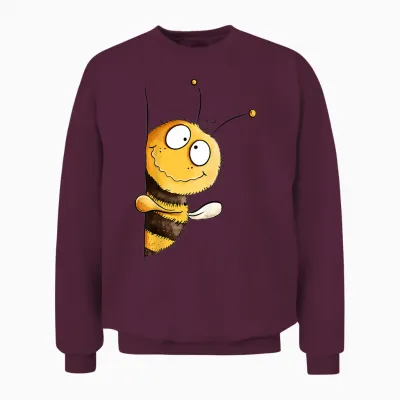 Süße Biene Cartoon Handgezeichnetes Hummel Motiv Unisex Sweatshirt - Maroon