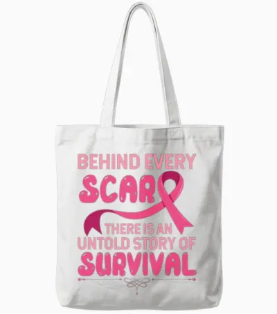 Cancer Awareness Survivor Tote Bags - White