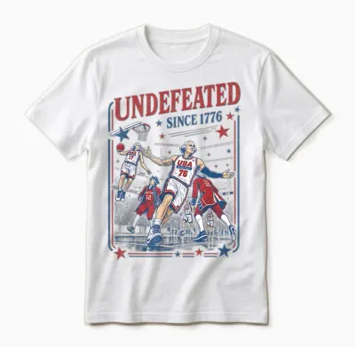 4th of July Basketball Undefeated Since 1776 250 Years Unisex T-Shirt - White