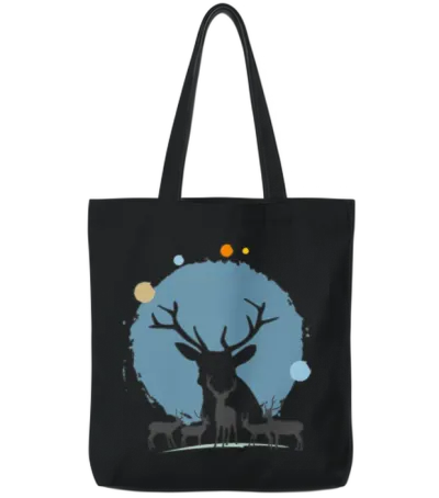 Reindeer Christmas Tote Bags - Black